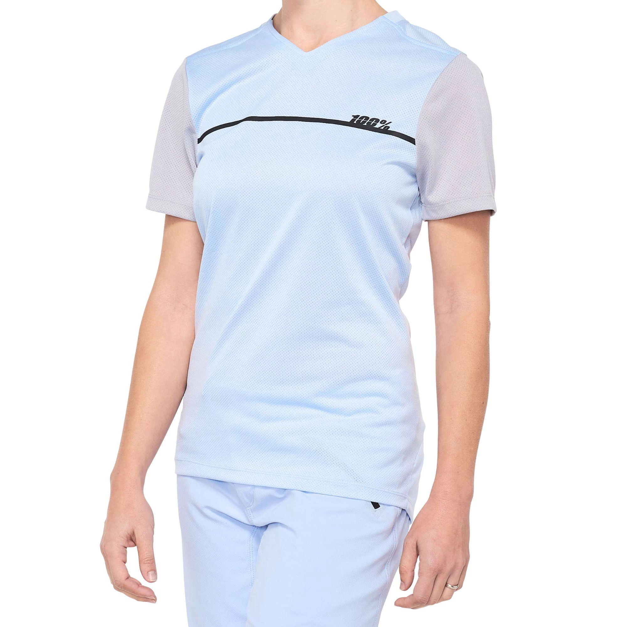 100 Percent Ridecamp Womens Short Sleeve Jersey - Powder Blue/Grey - Image 2