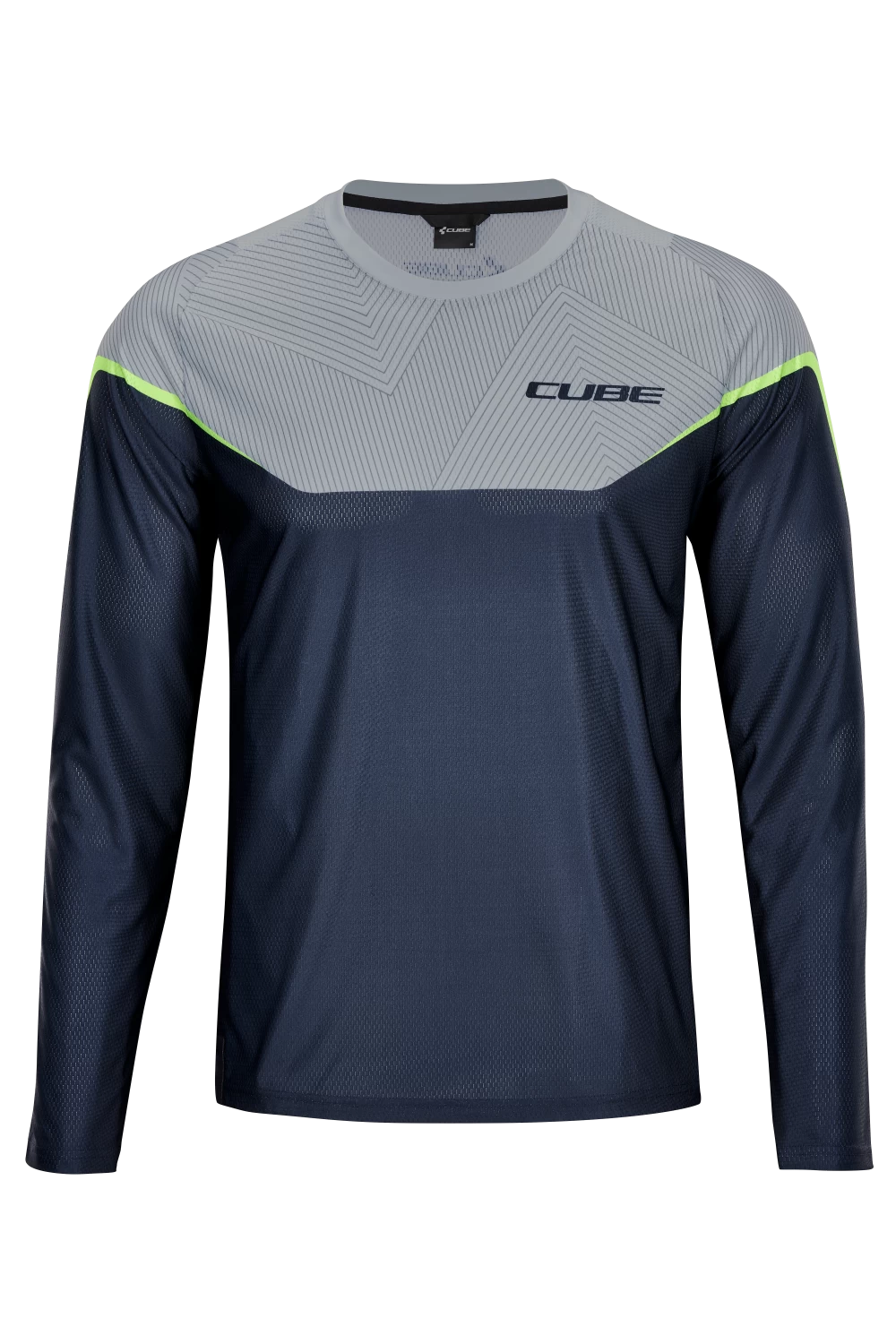 Cube Edge Round Neck Long Sleeve Jersey - Grey/Lime - Image 2