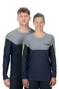 Cube Edge Round Neck Long Sleeve Jersey - Grey/Lime