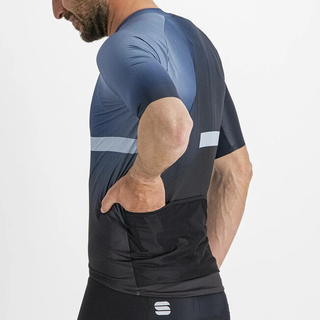 Sportful Bomber Men's Short Sleeve Jersey - Black/Galaxy Blue - Image 4