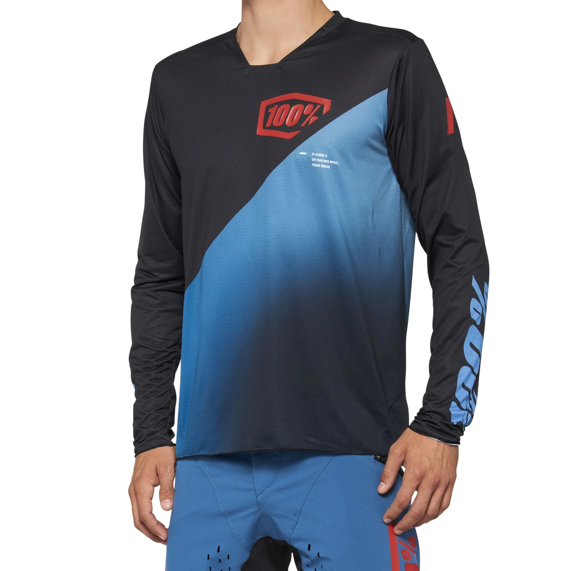 100 Percent R-Core X Men's Long Sleeve Jersey - Grey/Racer Red