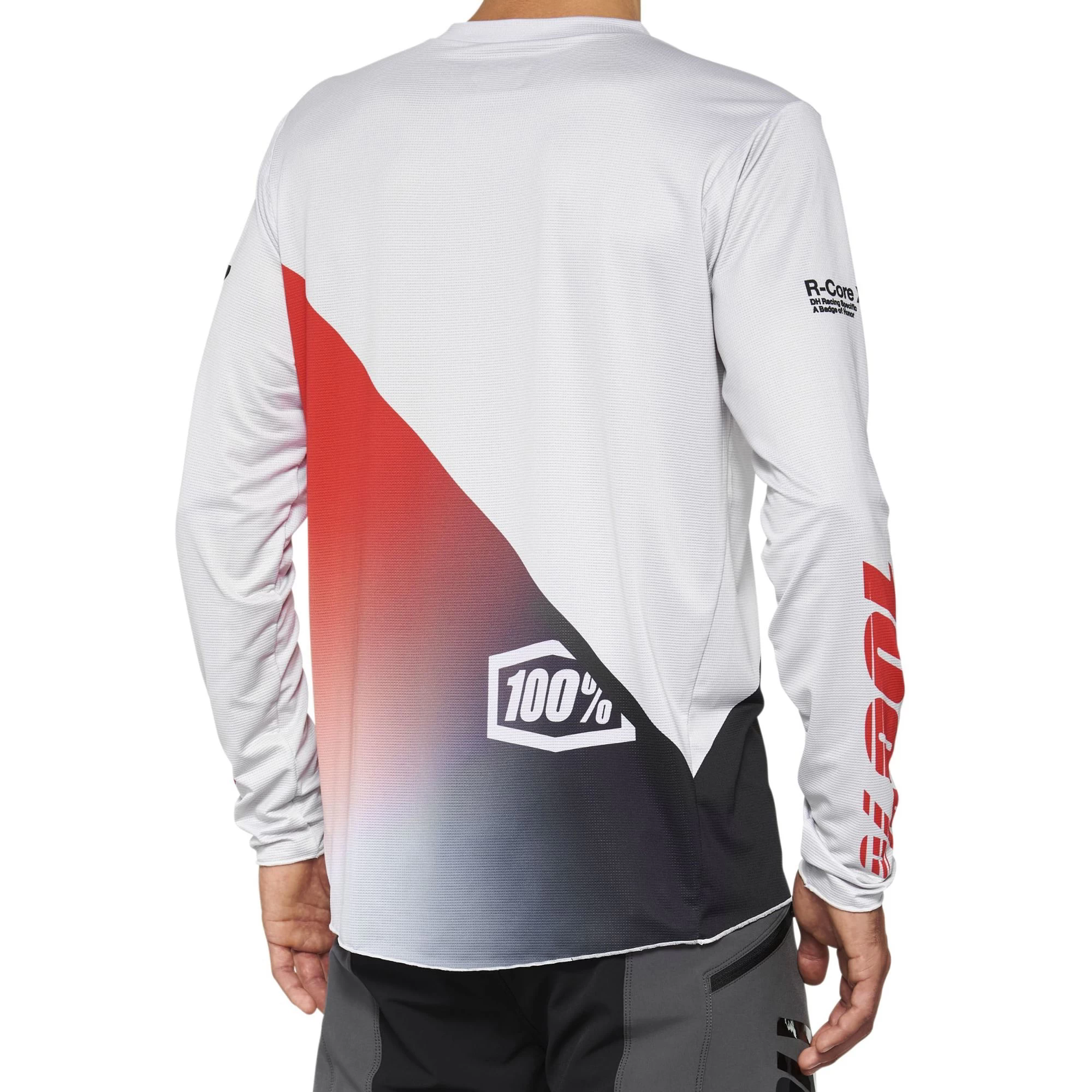 100 Percent R-Core X Men's Long Sleeve Jersey - Grey/Racer Red - Image 2