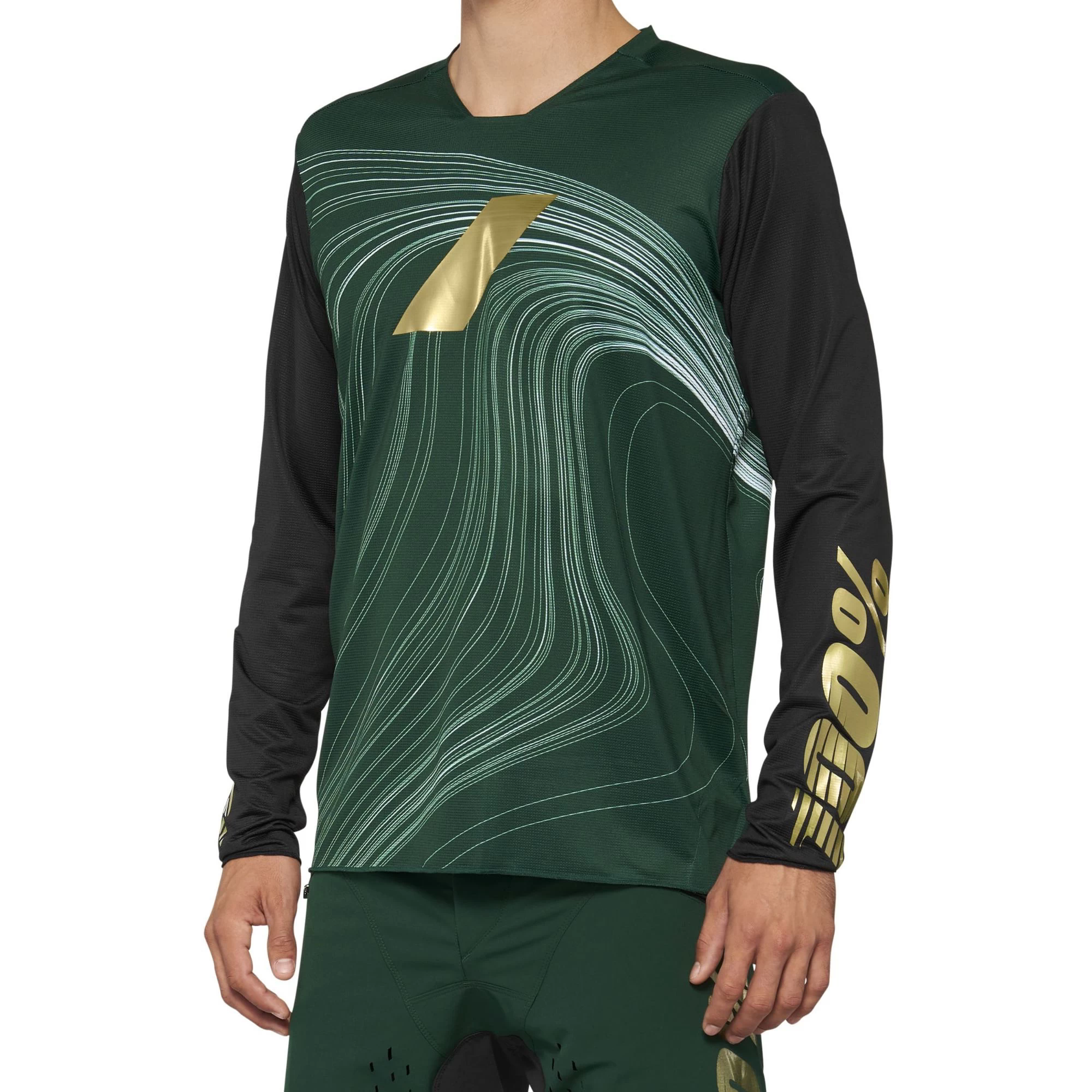 100 Percent R-Core X Limited Edition Men's Long Sleeve Jersey - Forest Green - Image 2