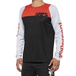 100 Percent R-Core Men's Long Sleeve Jersey - Black/Racer Red