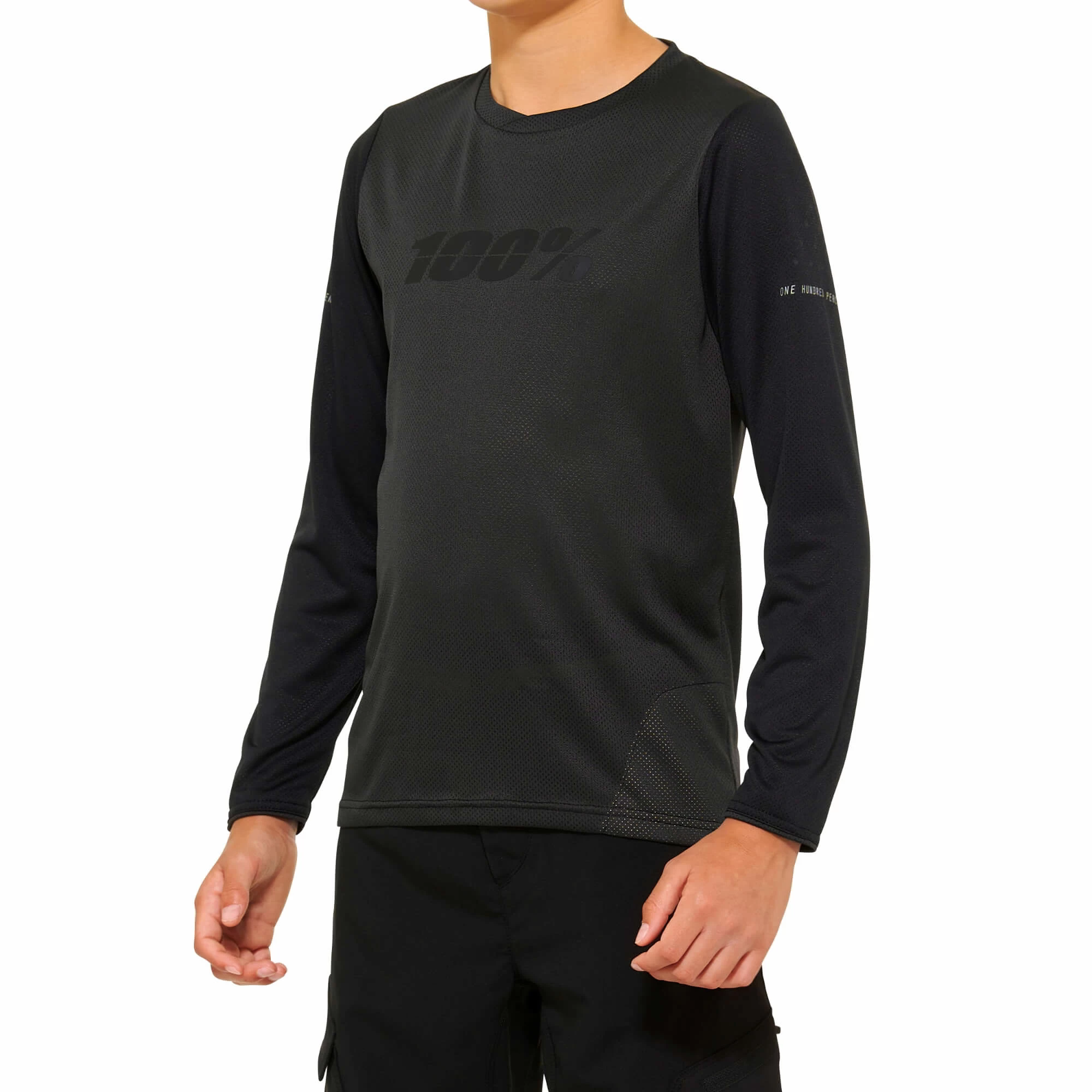 100 Percent Ridecamp Youth Long Sleeve Jersey - Black/Charcoal - Image 2
