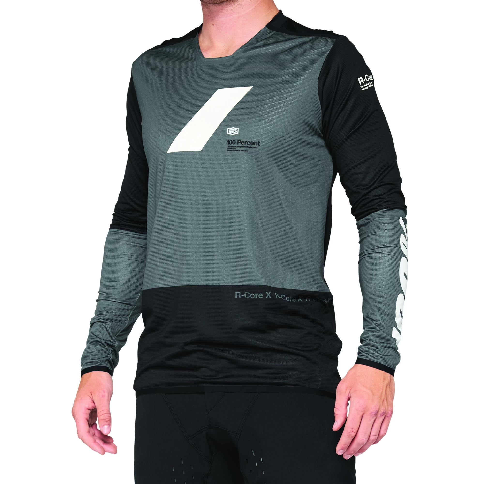100 Percent R-Core X Long Sleeve Jersey - Charcoal/Black - Image 4