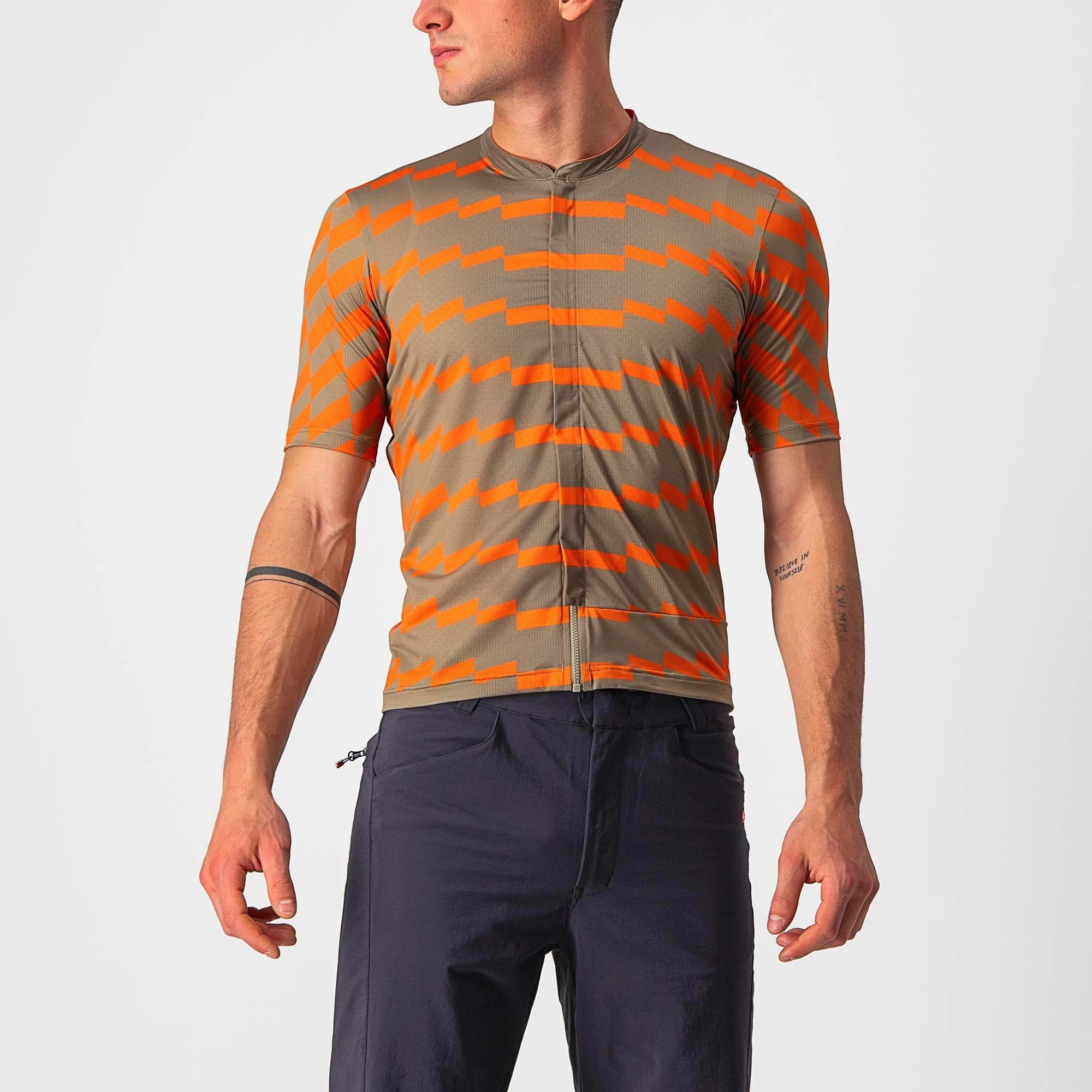 Castelli Unlimited Sterrato Men's Short Sleeve Jersey - Olive Green/Orange Rust - Image 3