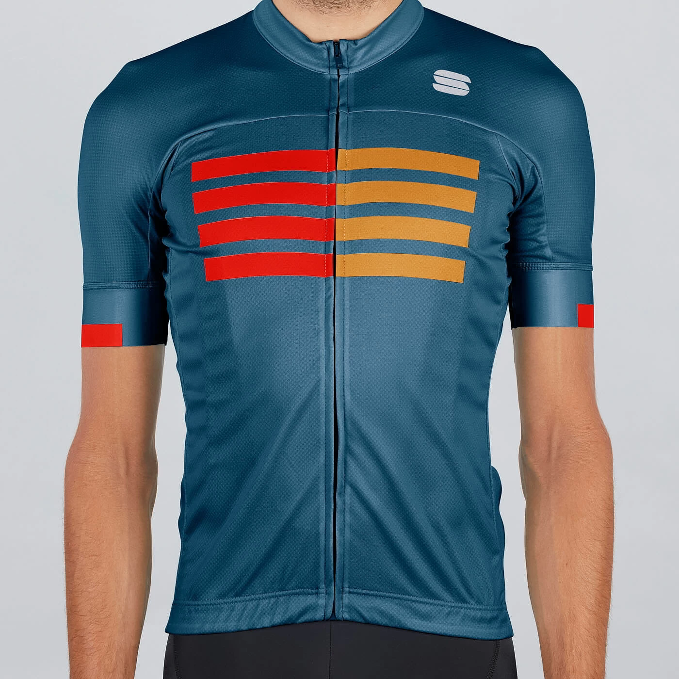 Sportful Wire Short Sleeve Jersey - Blue Twilight/Fire Red/Gold - Image 2