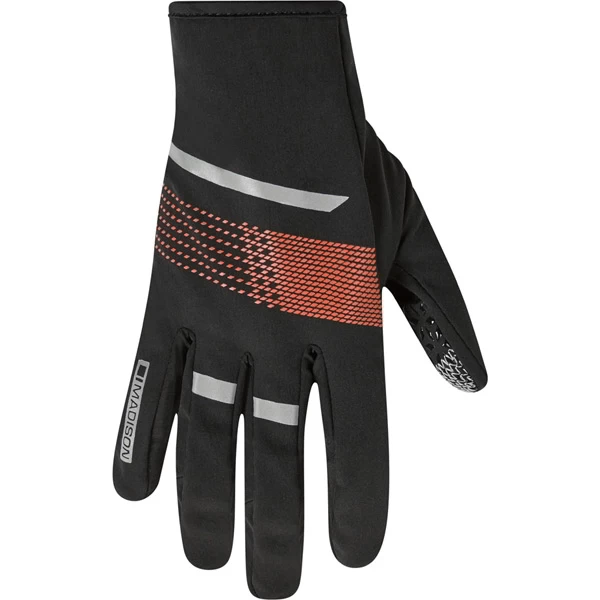 Madison Element Softshell Youth Long Finger Gloves - Black/Chilli Red