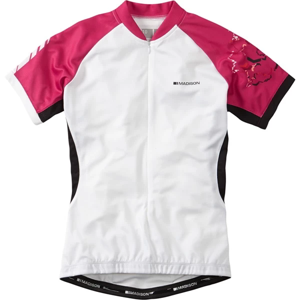 Madison Keirin Womens Short Sleeve Jersey - White/Very Berry - Image 3