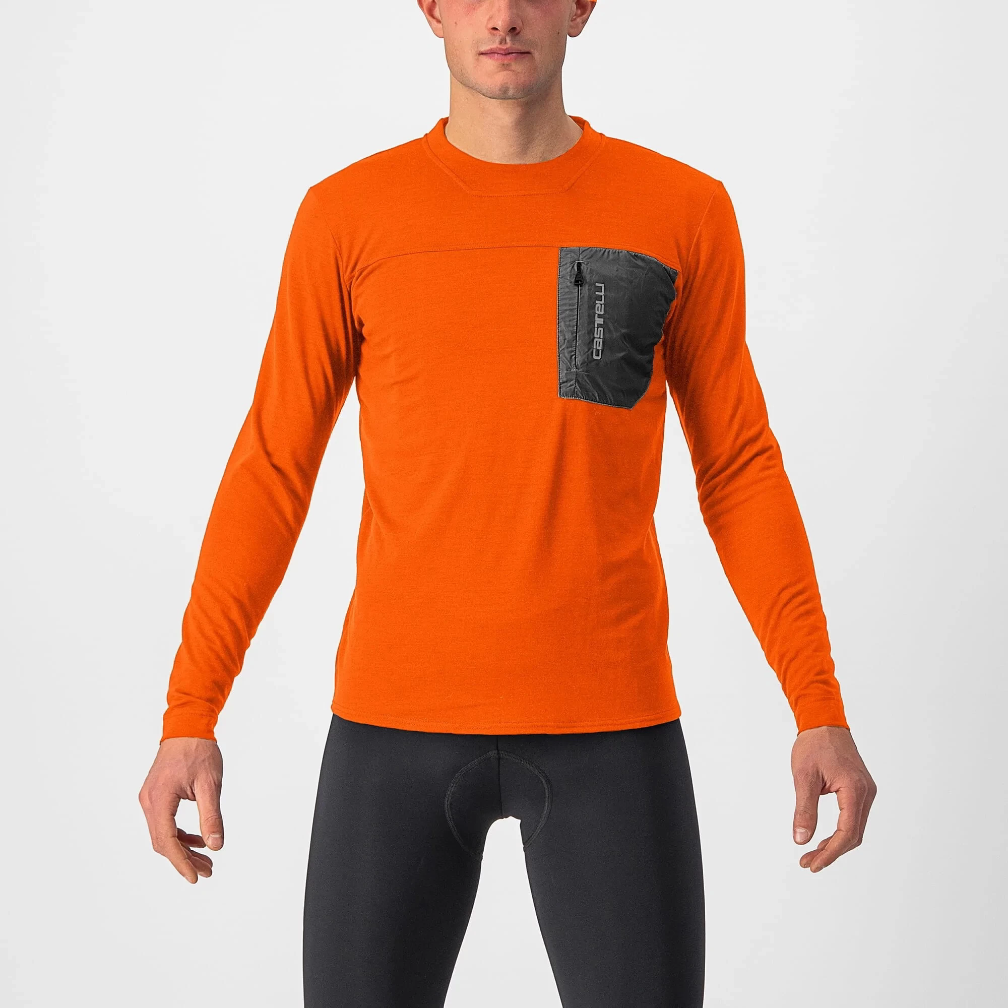 Castelli Unlimited Merino Long Sleeve Men's T-Shirt - Orange Rust - Image 3