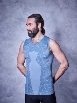 Cube Race Be Cool Sleeveless Base Layer - Grey/Green